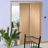 Pesaro Oak Veneer Staffetta Twin Telescopic Pocket Doors
