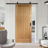 Top Mounted Black Sliding Track & Door - Suffolk Essential Oak Door - Unfinished