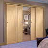 Four Sliding Doors and Frame Kit - Pesaro Oak Flush Door - Unfinished