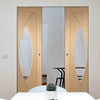 Bespoke Pesaro Oak Glazed Double Frameless Pocket Door - Prefinished