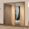 Three Folding Doors & Frame Kit - Pesaro Oak Flush 2+1 - Prefinished