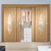 Bespoke Thruslide Pesaro Oak Glazed 4 Door Wardrobe and Frame Kit