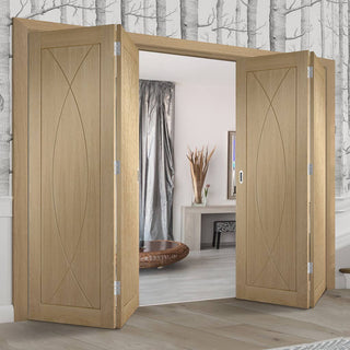 Image: Bespoke Thrufold Pesaro Oak Flush Folding 2+2 Door