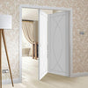 Two Folding Doors & Frame Kit - Pesaro Flush 2+0 - White Primed
