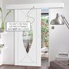 Single Sliding Door & Wall Track - Pesaro Flush Door - Clear Glass - White Primed