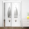 Two Sliding Doors and Frame Kit - Pesaro Flush Door - Clear Glass - White Primed
