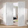 Three Folding Doors & Frame Kit - Pesaro Flush 2+1 - White Primed