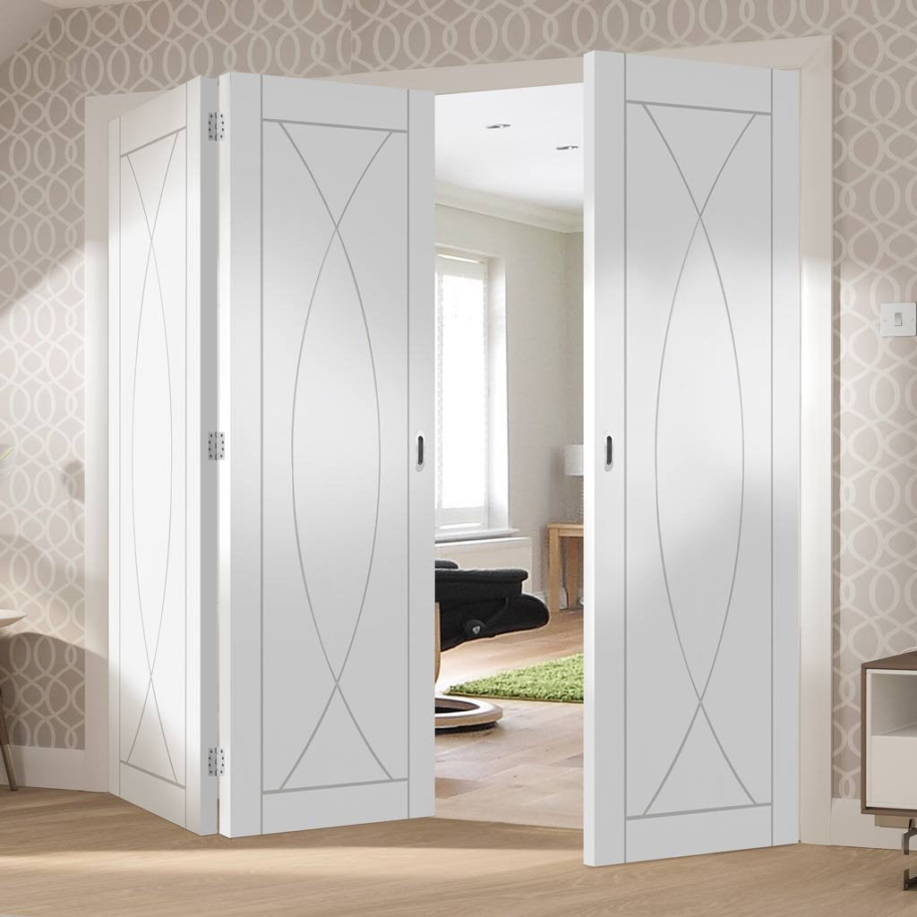 Bespoke Thrufold Pesaro White Primed Flush Folding 2+1 Door