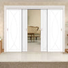 Four Sliding Doors and Frame Kit - Pesaro Flush Door - White Primed