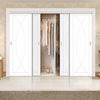 Four Sliding Wardrobe Doors & Frame Kit - Pesaro Flush Door - White Primed