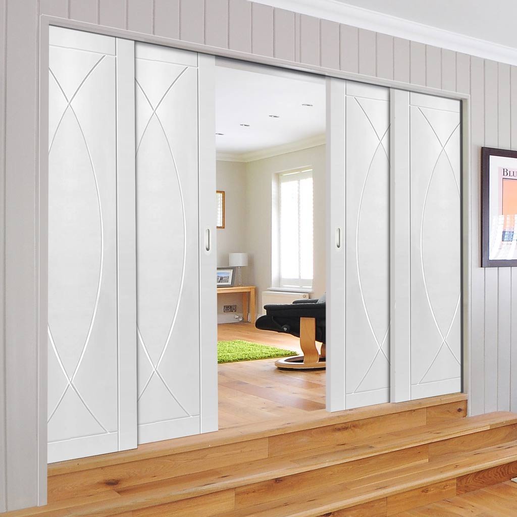 Pesaro Staffetta Quad Telescopic Pocket Doors - Primed