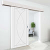 Single Sliding Door & Wall Track - Pesaro Flush Door - White Primed