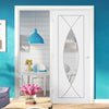 ThruEasi White Room Divider - Pesaro Clear Glass Primed Door with Full Glass Side