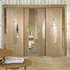 Bespoke Thruslide Pesaro Oak Glazed - 4 Sliding Doors and Frame Kit - Prefinished