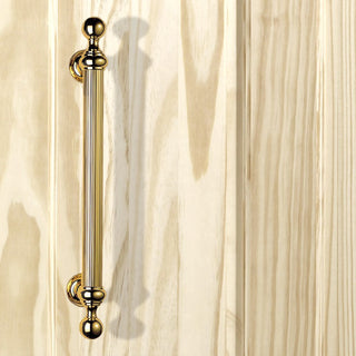 Image: PF108 Reeded Grip Pull Handle, Ornate on Round Rose, 500mm