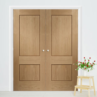 Image: Bespoke Piacenza Oak 2P Flush Door Pair - Groove Design