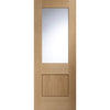 Two Sliding Doors and Frame Kit - Piacenza Oak 1 Panel Flush Door - Groove Design - Clear Glass - Unfinished