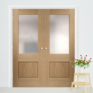 Image: Bespoke Piacenza Oak 1P Glazed Door Pair - Groove Design