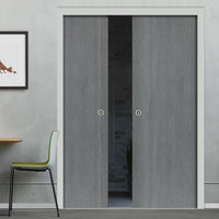 Pintado Slate Grey Flush Double Evokit Pocket Doors - Prefinished