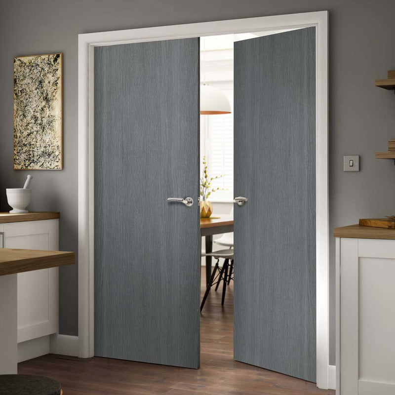 J B Kind Pintado Slate Grey Flush Door Pair - Pre-finished