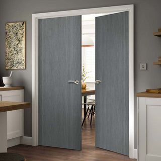 Image: J B Kind Pintado Slate Grey Flush Door Pair - Pre-finished