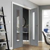 J B Kind Pintado Slate Grey Flush Door Pair - Clear Glass - Prefinished