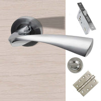 Pluto Bathroom Door Handle Pack - Polished Chrome - Satin Chrome