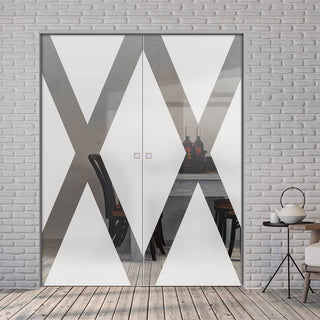 Image: The Saltire Flag 8mm Obscure Glass - Clear Printed Design - Double Absolute Pocket Door