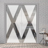 The Saltire Flag 8mm Obscure Glass - Clear Printed Design - Double Evokit Glass Pocket Door