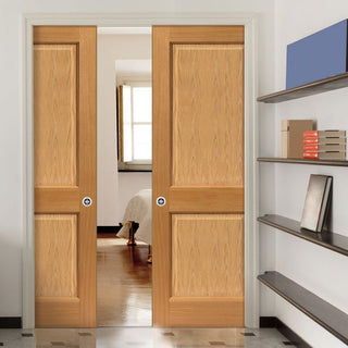 Image: Oak Charnwood Double Evokit Pocket Doors
