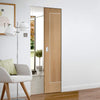 Varese Oak Flush Absolute Evokit Pocket Door - Aluminium Inlay - Prefinished