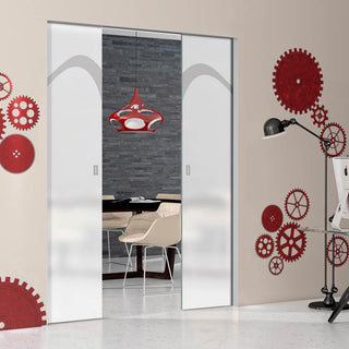 Image: Kingston 8mm Obscure Glass - Obscure Printed Design - Double Absolute Pocket Door