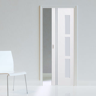 Image: Sierra Blanco Single Evokit Pocket Door - Frosted Glass - White Painted