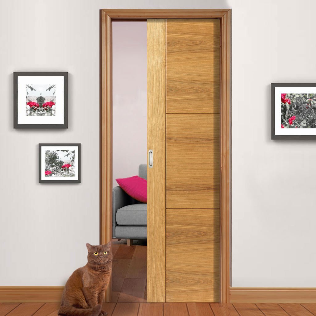 Mistral Oak Single Evokit Pocket Door - Prefinished