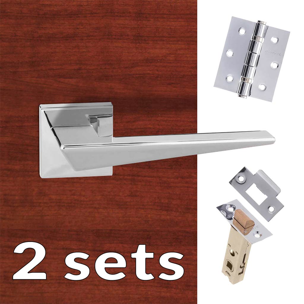 Two Pack Forme Naxos Designer Lever on Minimal Square Rose - Polished Chrome