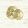 Ripon Reeded Old English Mortice Knob - Polished Brass
