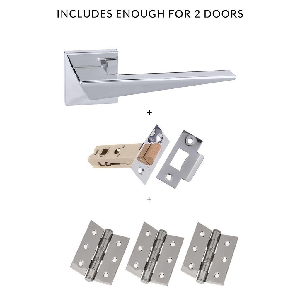 Forme Naxos Designer Lever on Minimal Square Rose - Polished Chrome Handle Pack