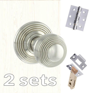 Image: Two Pack Ripon Reeded Old English Mortice Knob - Polished Nickel