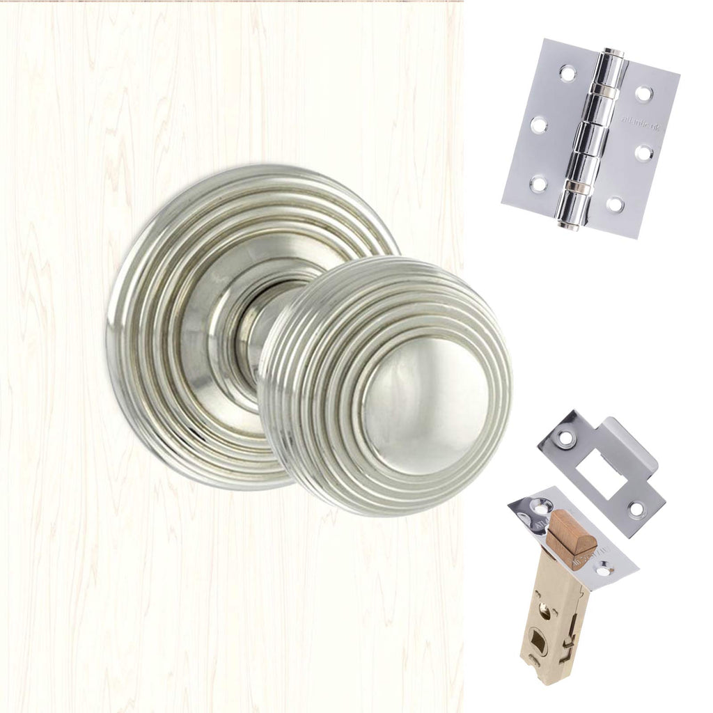 Ripon Reeded Old English Mortice Knob - Polished Nickel Handle Pack