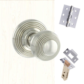 Image: Ripon Reeded Old English Mortice Knob - Polished Nickel Handle Pack