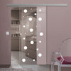 Single Glass Sliding Door - Polka Dot 8mm Clear Glass - Obscure Printed Design with Elegant Track