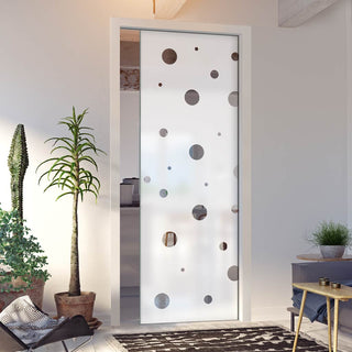 Image: Polka Dot 8mm Obscure Glass - Clear Printed Design - Single Evokit Glass Pocket Door