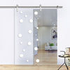 Single Glass Sliding Door - Solaris Tubular Stainless Steel Sliding Track & Polka Dot 8mm Clear Glass - Obscure Printed Design