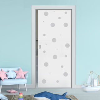 Image: Polka Dot 8mm Obscure Glass - Obscure Printed Design - Single Evokit Glass Pocket Door