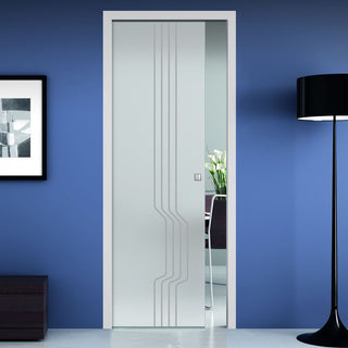 Image: Polwarth 8mm Obscure Glass - Obscure Printed Design - Single Evokit Glass Pocket Door