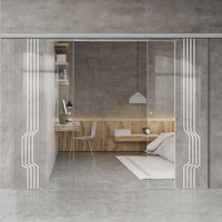 Double Glass Sliding Door - Polwarth 8mm Clear Glass - Obscure Printed Design - Planeo 60 Pro Kit