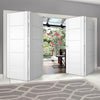 Four Folding Doors & Frame Kit - Portici White Flush 2+2 - Aluminium Inlay - Prefinished