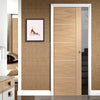 Bespoke Portici Oak Flush Single Pocket Door - Aluminium Inlay - Prefinished