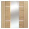 Three Sliding Wardrobe Doors & Frame Kit - Portici Oak Door - Mirror One Side - Prefinished