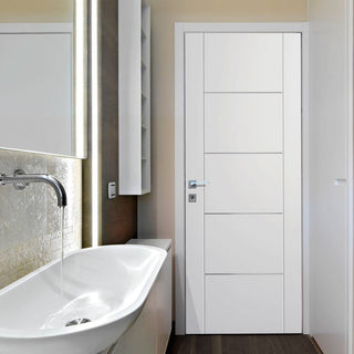 Image: Portici White Flush Door - Aluminium Inlay - Prefinished - From Xl Joinery